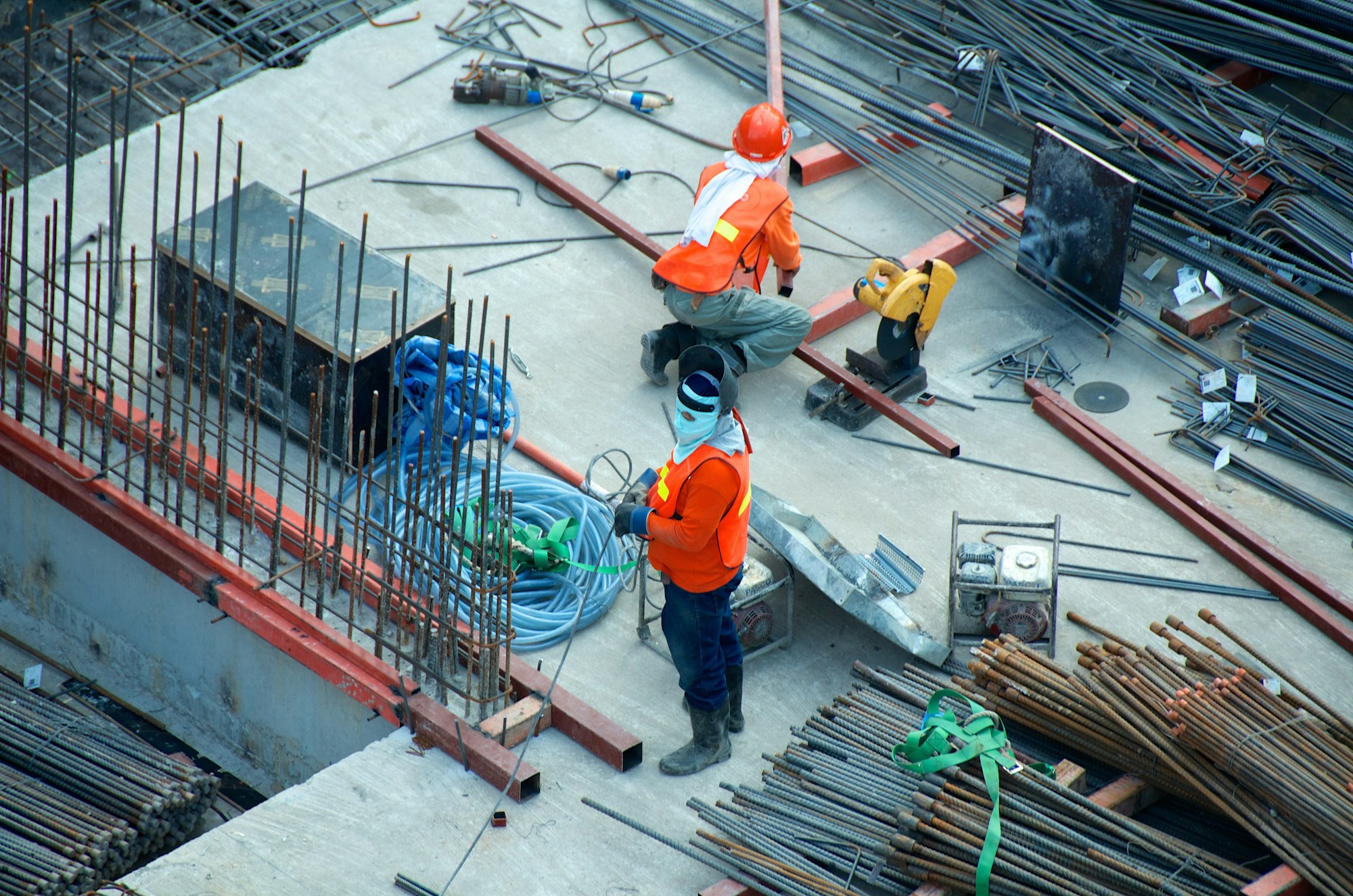 Construction site with building work underway
