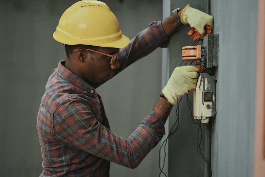 Electrical installation work on a construction project